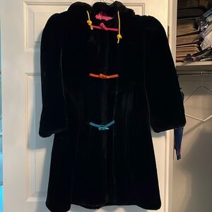 Absolutely, magnificent, black,fuzzy girls, winter coat.Lined in hot pink satin.